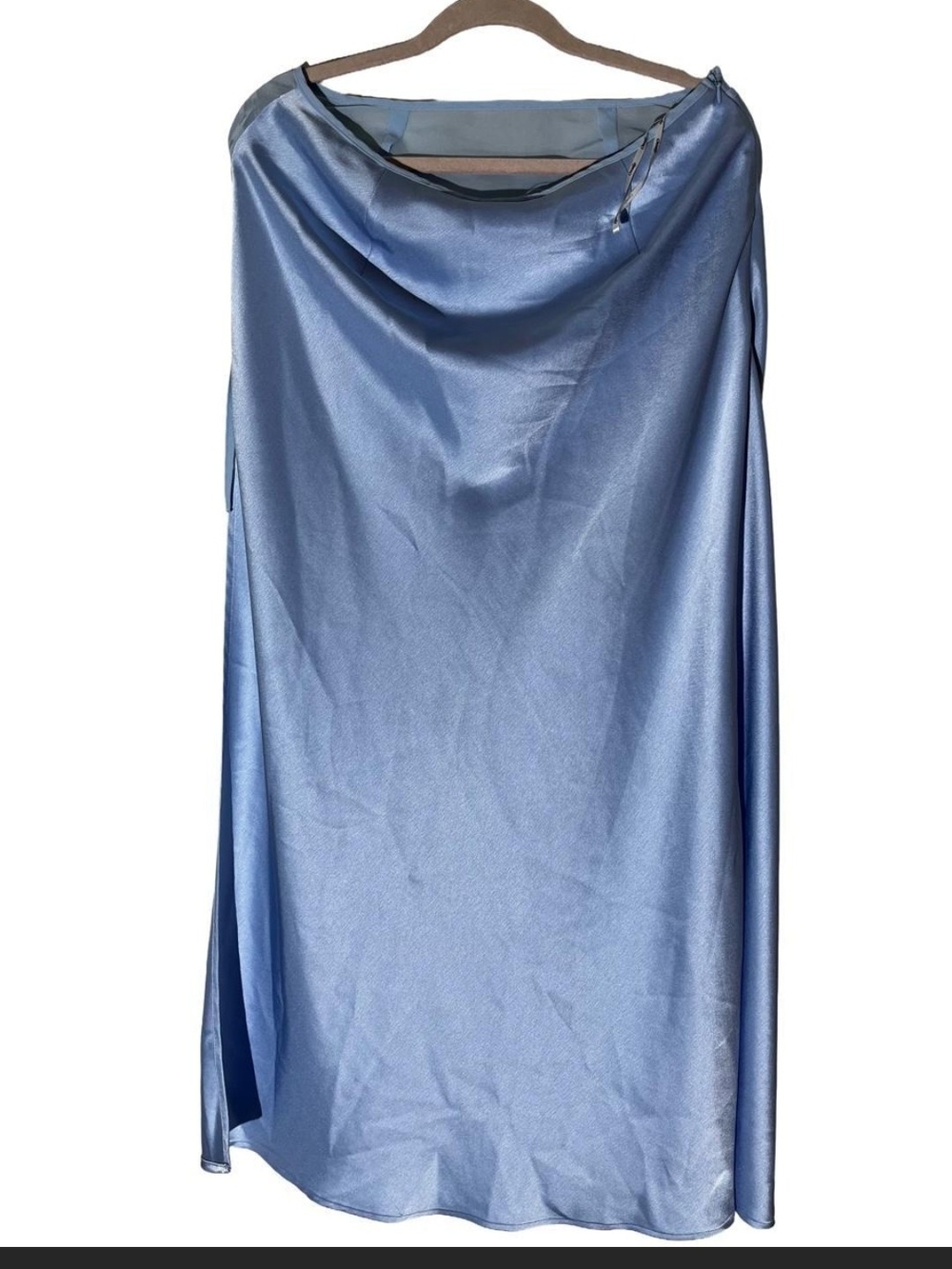 Ricky Midi Skirt Ownley Large Blue Satin Maxi Wrap Skirt - Picture 6 of 7